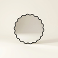 Solid Wood Wavy Wall Mirror, 36 x 36 in. Modern Vanity Decor, Black for Living Room