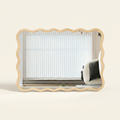 Solid Wood Wavy Rectangle Wall Mirror, 40 x 28 in. Modern, Natural Wood for Entryway