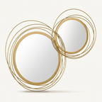 Round Metal Wall Mirror, Asymmetrical Circle Frame, Gold for Entryway