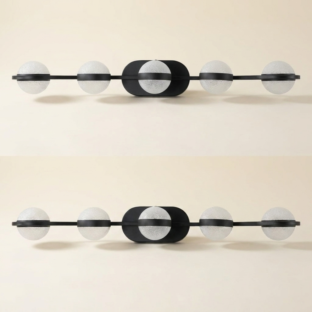 Modern Minimalist 5-Light Bathroom Vanity Light, Black for Bathroom Mirror