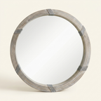 Wood Framed Wall Mirror, 30.75 in. Natural Wood Decor for Living Room