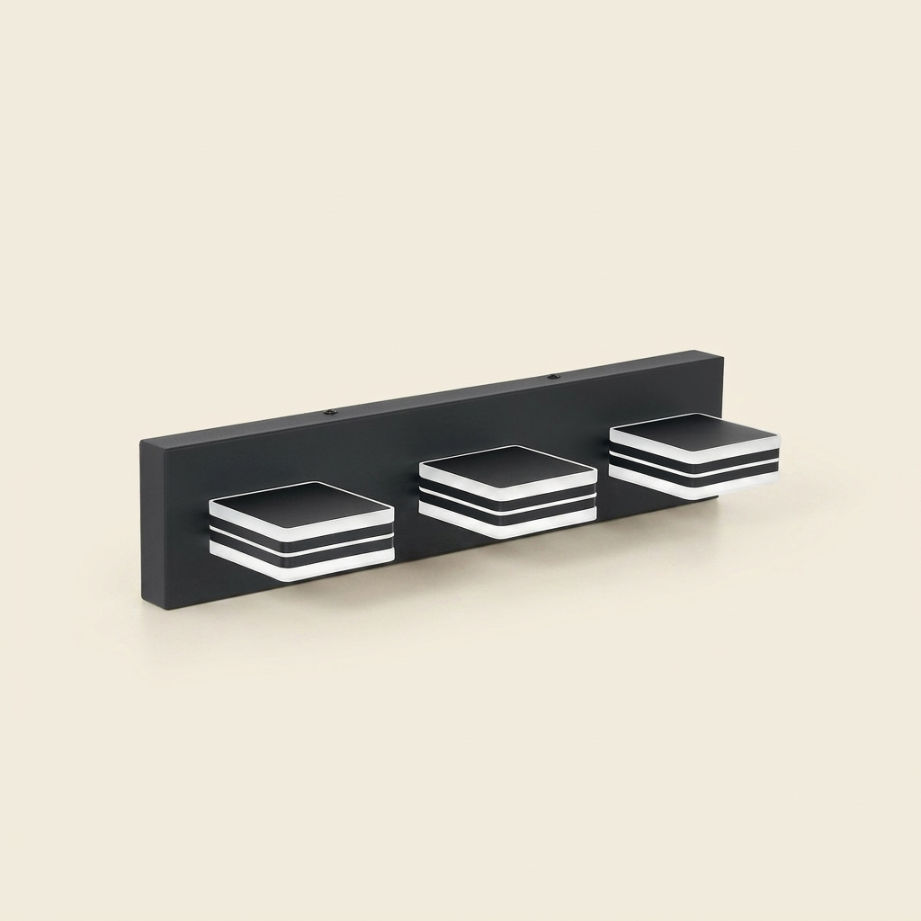 Modern 3-Light LED Vanity Light, Up and Down Design, Matte Black for Bathroom Mirror