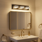 Modern 3-Light LED Vanity Light, Up and Down Design, Matte Black for Bathroom Mirror styled in a room
