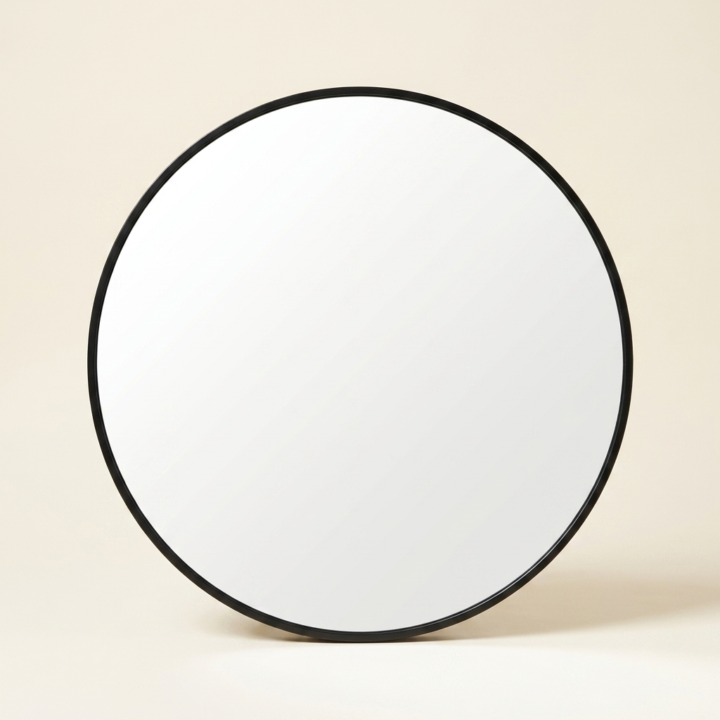 Round Circular Wall Mirror, 20 to 30 in. Metal Frame, Black or Gold for Living Room Wall