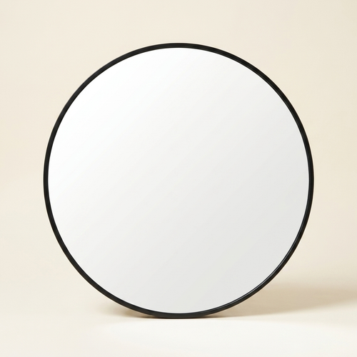 Round Circular Wall Mirror, 20 to 30 in. Metal Frame, Black or Gold for Living Room Wall