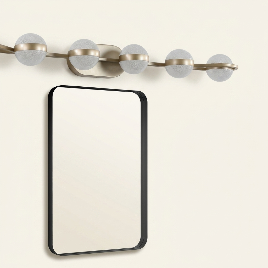 Minimalist Gold LED Bathroom Vanity Light, 6-Light Acrylic Wall Sconce, 43 in. for Over Mirror
