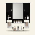Modern Wall-Mounted Bathroom Medicine Cabinet with Mirror, Black Storage Cabinet, 35 x 28 in.
