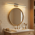Modern Black LED Bathroom Vanity Light, Sleek Metal Wall Sconce, 39 in. for Over Mirror styled in a room