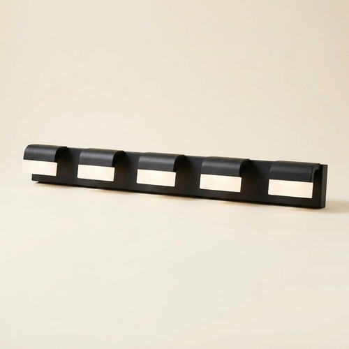 Modern 5-Light LED Bathroom Vanity Light, Black Metal Wall Sconce for Over Mirror