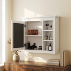 Modern Wall-Mounted Bathroom Medicine Cabinet with Mirror, White Storage Cabinet, 30 x 28 in. styled in a room