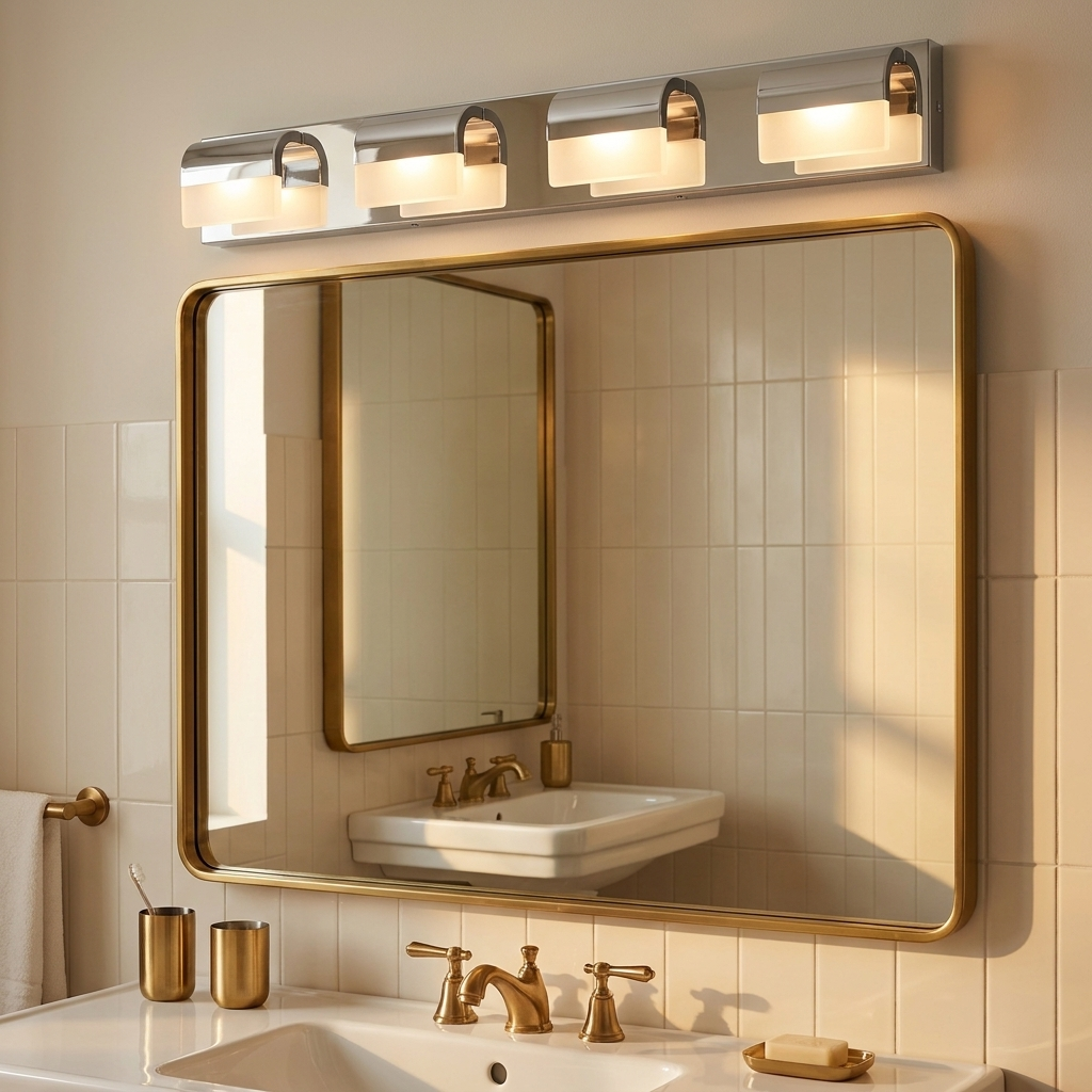 Modern 5-Light LED Bathroom Vanity Light, Acrylic Shade Wall Sconce for Over Mirror styled in a room