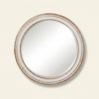 Farmhouse Wood Round Wall Mirror, Circle Vanity Mirror, Antique Natural, 23.6 in. for Bathroom Vanity