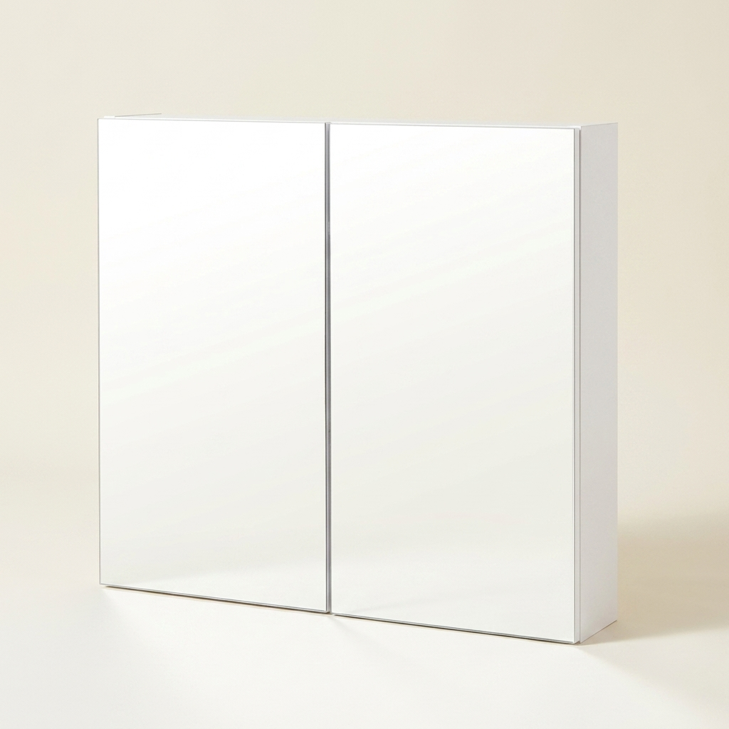 Double-Door Wall-Mounted Bathroom Medicine Cabinet with Mirror, White Storage Cabinet for Bathroom