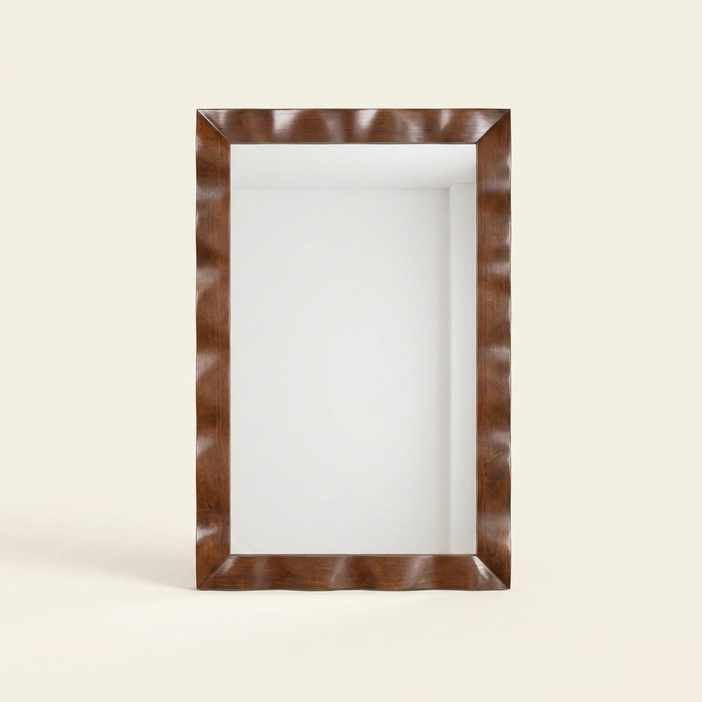 Farmhouse Solid Wood-Framed Wall Mirror, Rustic Rectangular Vanity Mirror, 41.5 x 28 in. for Bathroom