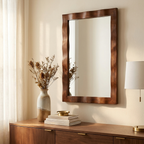 Farmhouse Solid Wood-Framed Wall Mirror, Rustic Rectangular Vanity Mirror, 41.5 x 28 in. for Bathroom styled in a room