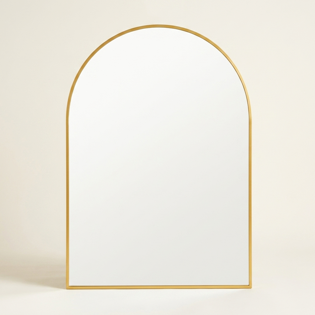 Arched Metal Frame Bathroom Wall Mirror — Brushed Gold