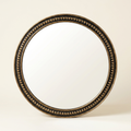 Vintage Round Wall Mirror, Gold Beaded Frame, for Living Room