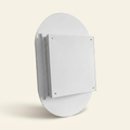 Oval Recessed Medicine Cabinet with Mirror, Metal Frame, White, 20x34 in., for Bathroom