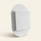 Oval Recessed Medicine Cabinet with Mirror, Metal Frame, White, 20x34 in., for Bathroom