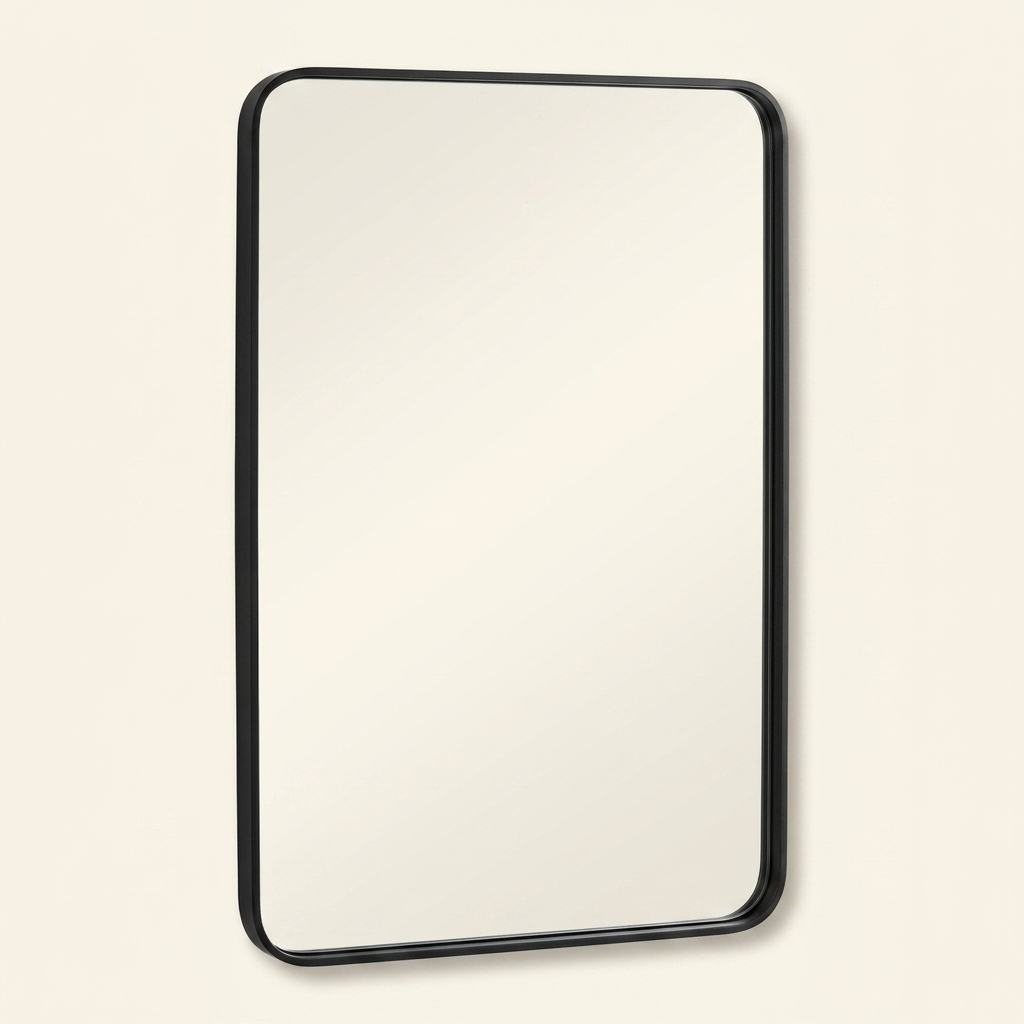 Rectangular Metal Framed Wall Mirror, Black Frame, 22x30 and 24x36 in., for Bathroom Vanity