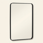 Rectangular Metal Framed Wall Mirror, Black Frame, 22x30 and 24x36 in., for Bathroom Vanity