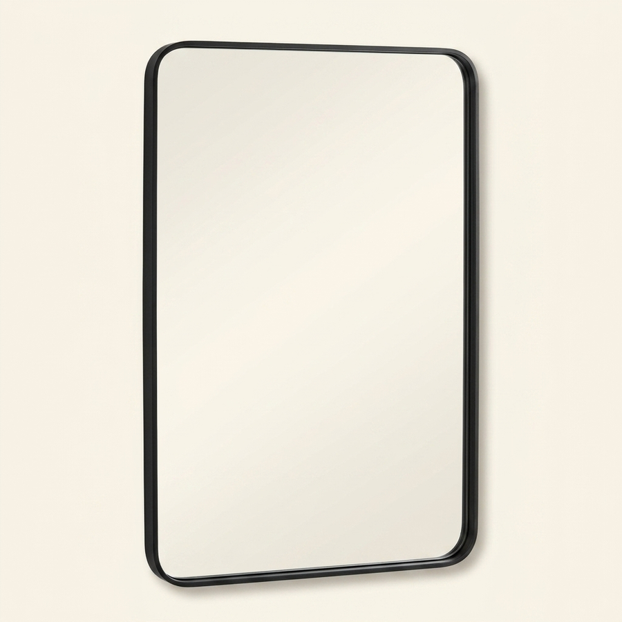 Rectangular Metal Framed Wall Mirror, Black Frame, 22x30 and 24x36 in., for Bathroom Vanity