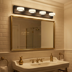 Modern 4-Light LED Vanity Light, Dimmable Acrylic Bar, 29 in., for Bathroom Mirror styled in a room
