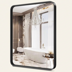 Rectangular Metal Framed Wall Mirror, Gold and Silver Frame, 22x30 and 24x36 in., for Bathroom