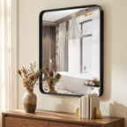 Rectangular Metal Framed Wall Mirror, Gold and Silver Frame, 22x30 and 24x36 in., for Bathroom styled in a room