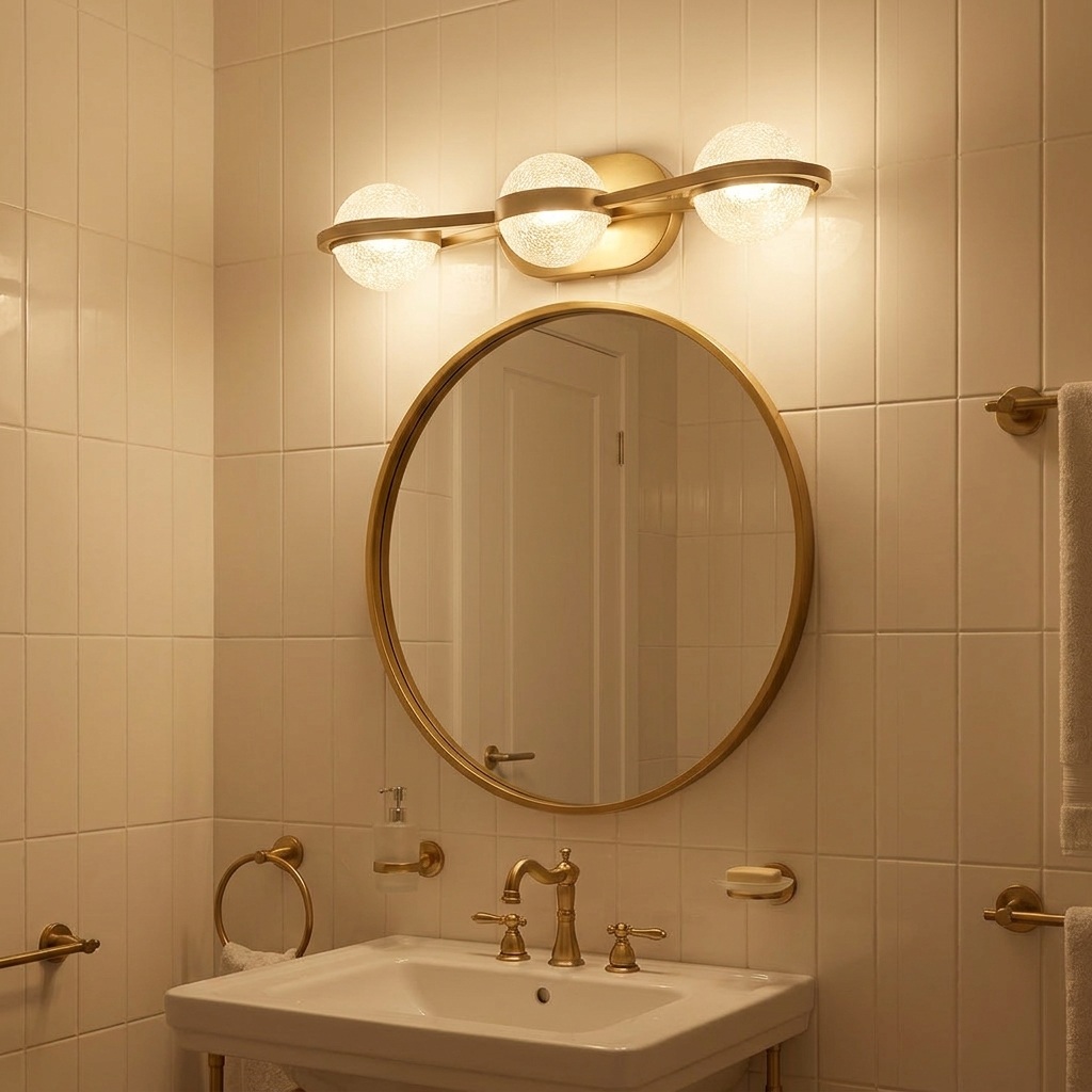Modern Minimalist 3-Light Bathroom Vanity Light, Black Bar, for Bathroom Mirror styled in a room