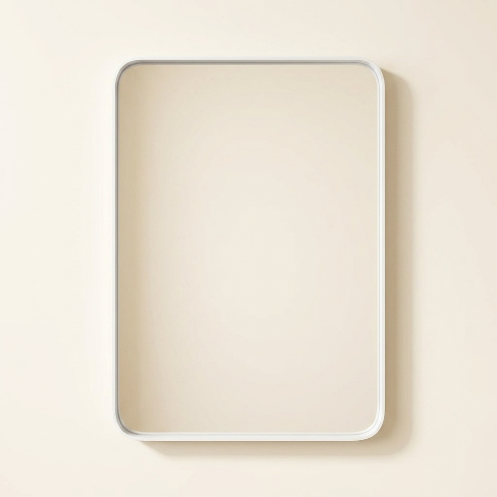 Rectangular Framed Bathroom Mirror, Anti-Fog Glass, Wood, Silver and White, 22x30 and 24x36 in.