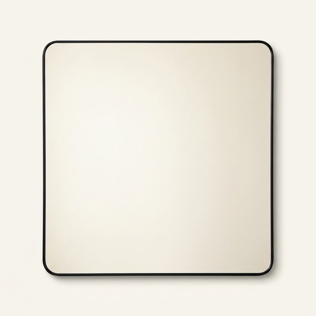 Square Metal Framed Wall Mirror, Black Frame, 30x30 in., for Bathroom Vanity