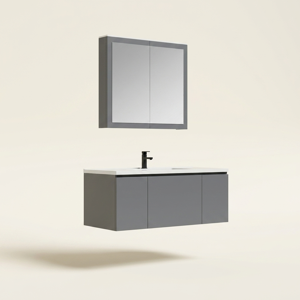 Wall-Mounted Bathroom Mirror Cabinet, Enclosed Cupboard with Adjustable Shelves, White, 36 x 18 in.