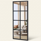 Window Pane Wall Mirror, Grid Panes, Black Metal Frame, 16 x 32 or 24 x 36 in. for Entryway