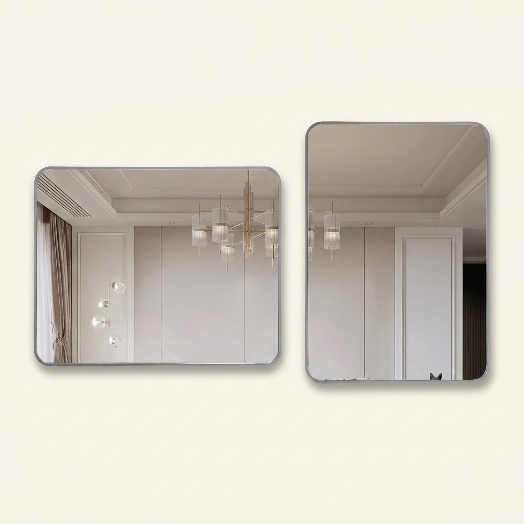 Rectangular Metal Frame Bathroom Wall Mirror, Slim Border, Silver or Gold, 22 x 30 in.