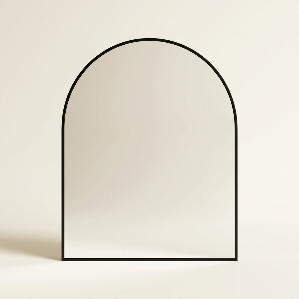Arched Metal Frame Bathroom Wall Mirror, Slim Border, Black, 30 x 36 in. for Vanity