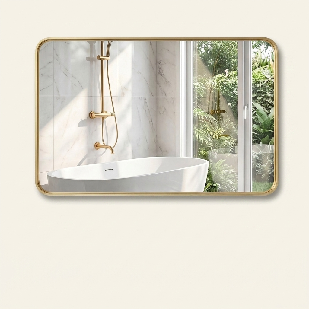 Rectangular Metal Frame Wall Mirror, Full-Length Border, Black, Silver or Gold, 32 x 40 or 32 x 48 in.