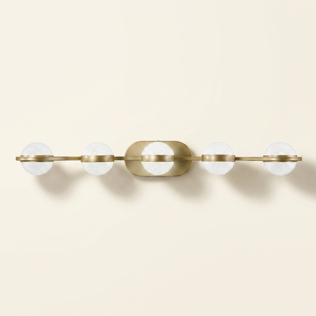 Modern 5-Light Bathroom Vanity Light Fixture, Wall-Mounted Over Mirror, for Powder Room
