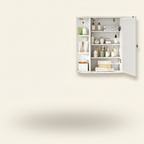 Wall-Mounted Bathroom Mirror Cabinet, Single Door with 4 Internal and 6 Open Shelves, White or Gray