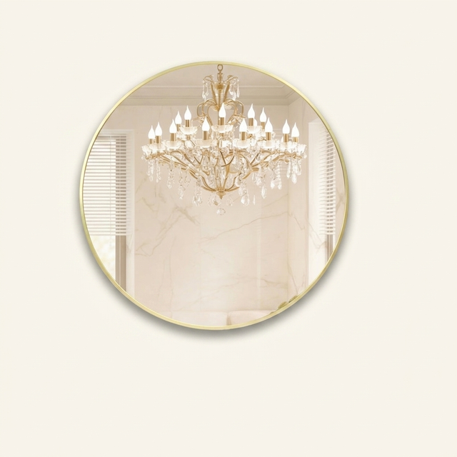 Round Wall Mirror, Slim Metal Frame, Black or Gold, 20 to 28 in. for Bathroom Vanity