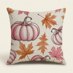 Farmhouse Pumpkin Throw Pillow Covers, Maple Leaf Print, 18x18 in, Set of 4 for Living Room Sofa