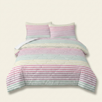 Striped Comforter Set, Stylish Printed Bedding, Pink, for Bedroom