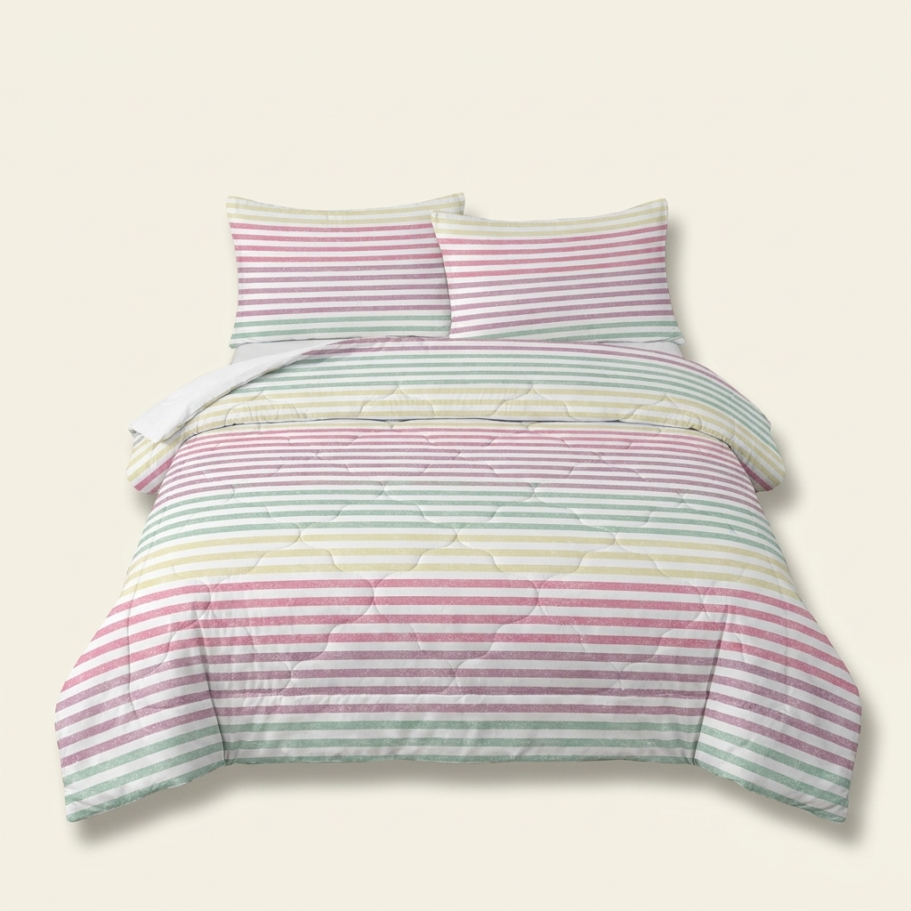 Striped Comforter Set, Stylish Printed Bedding, Pink, for Bedroom