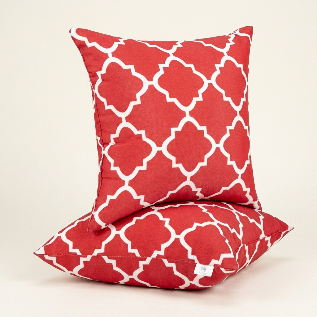 Waterproof Outdoor Throw Pillows, Fade-Resistant Patio Cushions, Red, Set of 2 for Garden Porch
