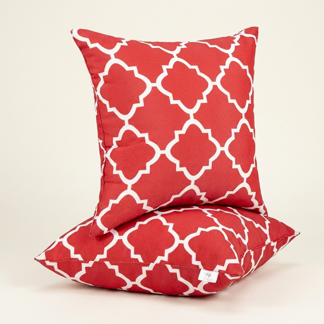 Waterproof Outdoor Throw Pillows, Fade-Resistant Patio Cushions, Red, Set of 2 for Garden Porch