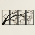 Modern Aluminum Wall Art, Branch and Flying Bird Design, Set of 4 for Living Room