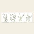 Botanical Plant Canvas Wall Art, Framed Boho Minimalist Prints, 8x10 in, Set of 4 for Bathroom