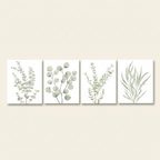 Botanical Plant Canvas Wall Art, Framed Boho Minimalist Prints, 8x10 in, Set of 4 for Bathroom