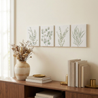 Botanical Plant Canvas Wall Art, Framed Boho Minimalist Prints, 8x10 in, Set of 4 for Bathroom styled in a room
