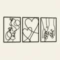 Minimalist Metal Wall Art Set, Romantic Couple Silhouette Design, Set of 3 for Living Room